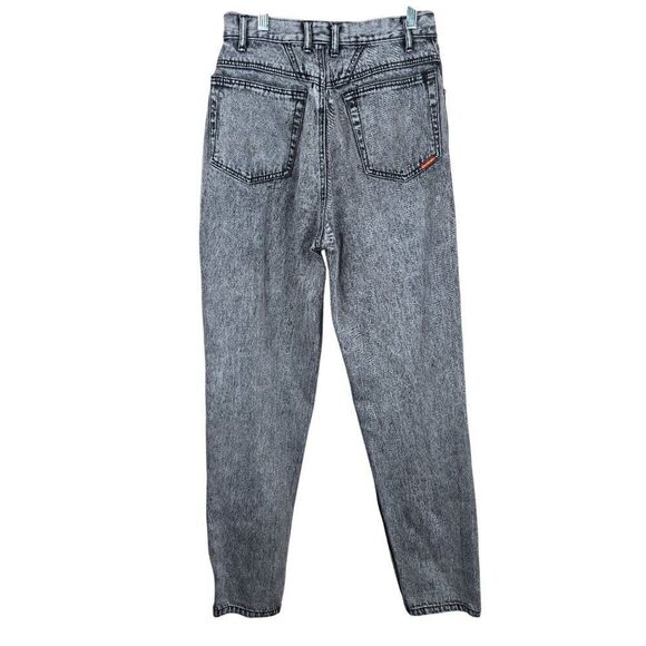 Vintage 80s Mom Jeans Black Acid Wash High Waist Tapered Leg Size 27 - Picture 2 of 7